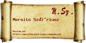 Mersits Szíriusz névjegykártya